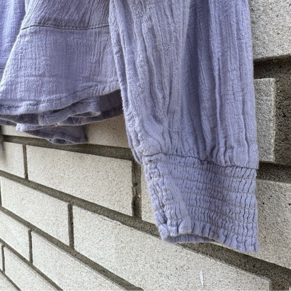 Free People Waiting on Summer Smocked Crop Top Lilac Lavender Purple Festival - Picture 9 of 13